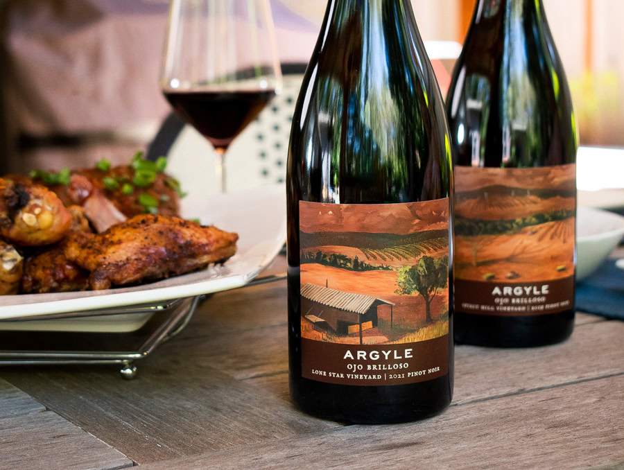 Two bottles of Argyle wine labeled 