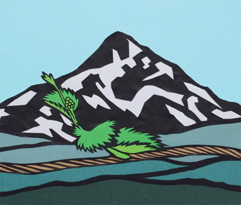 Illustration of a green, fuzzy creature balancing on a tightrope. In the background is a snow-capped mountain against a blue sky.